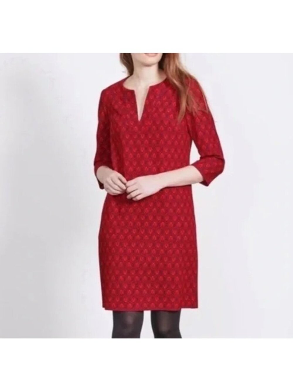 size 2R , 2 Mini Boden shift dress 3/4 sleeve‎ shirt notch neck